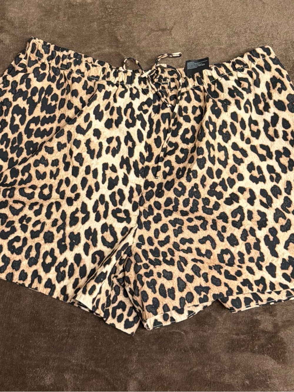 H&M Leopard Print Drawstring Shorts - Tan & Black